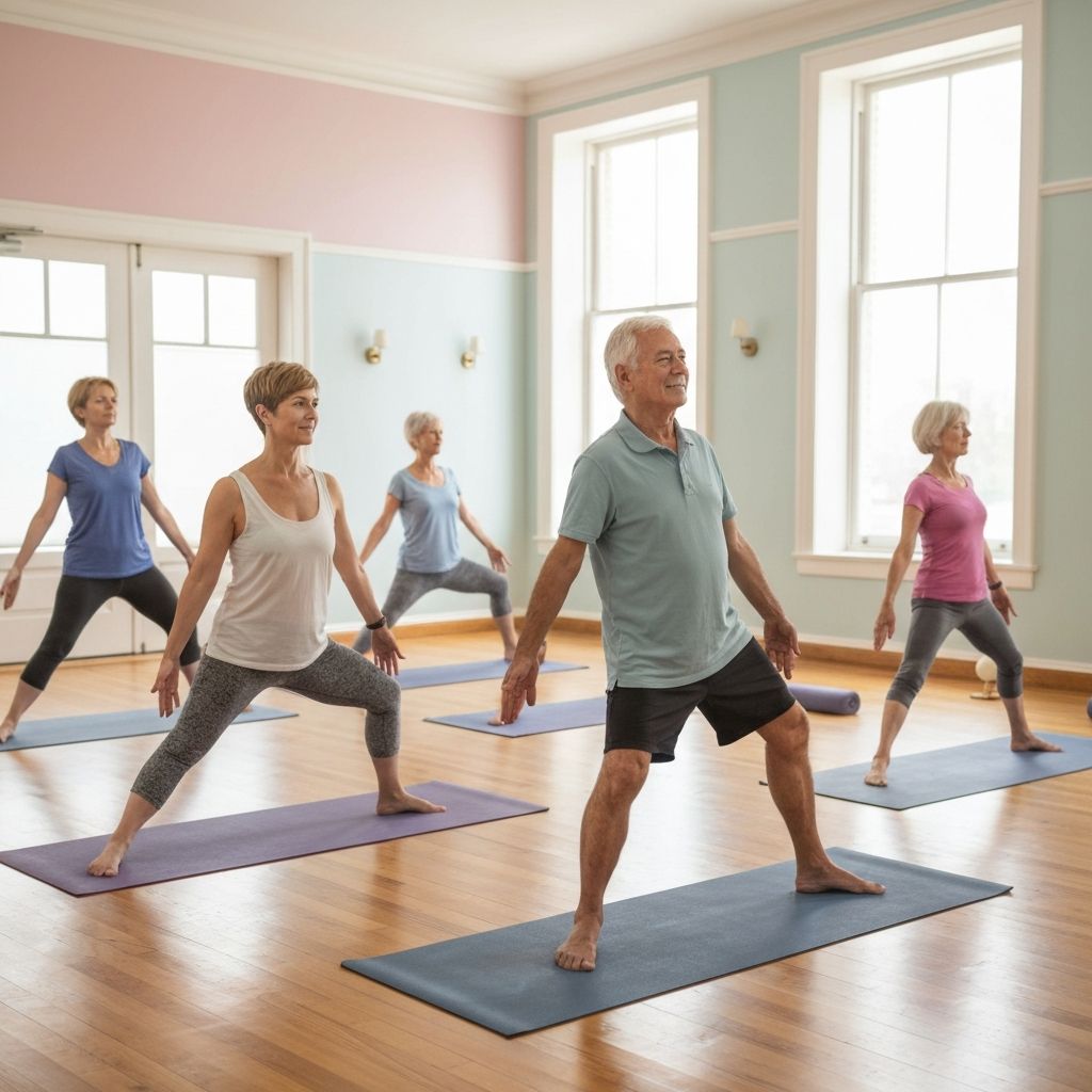 Gentle yoga class session